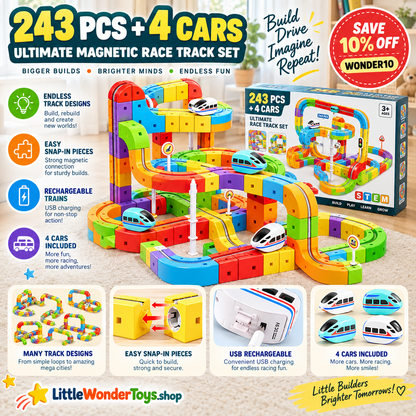 WonderTrack™ Magnetic Adventure Set 243 pcs + 4 Cars (Ultimate Set)